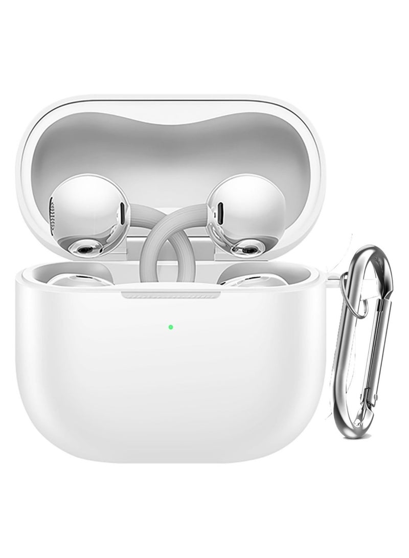 Adando for Huawei FreeClip 2 Case, Soft Silicone Protective Case for Women Men, Huawei FreeClip 2 Cases Cover Accessories with Keychain (White) - Image 1